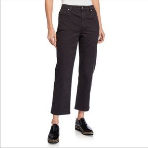 ❗️Eileen Fisher Jeans Black Straight Ankle Cropped Size 6 Organic Cotton